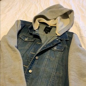 F21 denim and sweatshirt jacket w/ removable hood